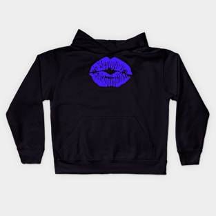 Blue lips kiss lipstick Kids Hoodie